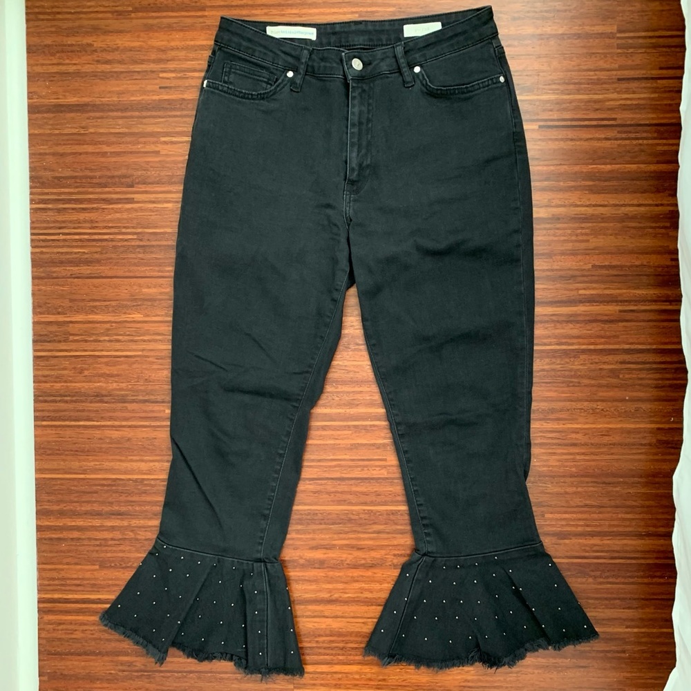 Worn Once Pilcro Anthropologie Black Cropped Denim with Studs